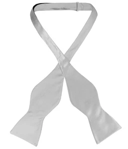 Biagio SELF TIE Bow Tie Solid SILVER GREY Color Mens Gray BowTie - Picture 1 of 3
