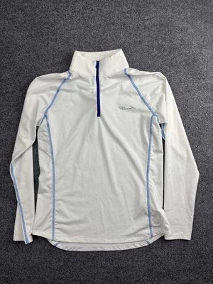 Camisa RLX Ralph Lauren Mujer Pequeña Blanca Cuarto Cremallera Cuello Simulado Golf Atlética Foto 1 de 4
