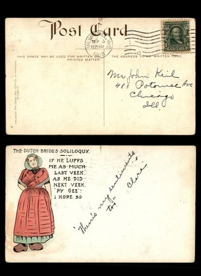 Mayfairstamps US 1908 Milw to Chicago IL Dutch Bridge Postcard aau_66793 - Image 1 of 2