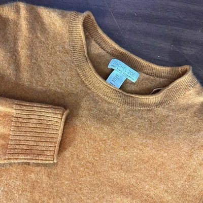 Suéter Rachel Zoe Grande Marrón Silencioso Lujo 100% 2 Capas Cachemira Cuello Redondo Leer Foto 1 de 4