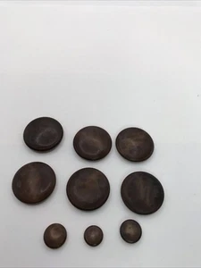 Vintage Brown Buttons - Set of 9; 6 Large, 3 Small Cool Subtle Design - Picture 1 of 4