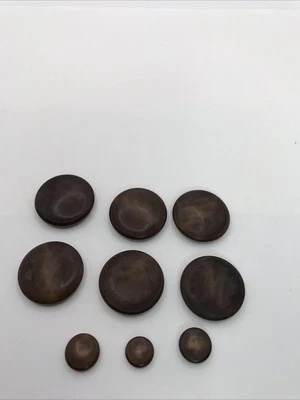 Vintage Brown Buttons - Set of 9; 6 Large, 3 Small Cool Subtle Design - Image 1 of 4