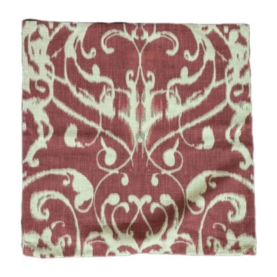 POTTERY BARN Ikat Pillow Cover Red Ivory Cotton 20 x 20 Zipper Closure  - Image 1 of 4