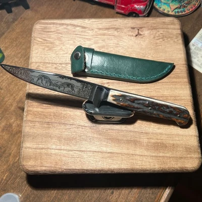 Винтажный классический никелевый нож Boker с фиксированным лезвием Stag 70-80-е - Изображение 1 из 4