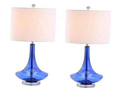  JYL1081D-SET2 Juego de 2 Lámparas de Mesa Cecile 25.5" Vidrio Lágrima LED Azul Cobalto Foto 1 de 4