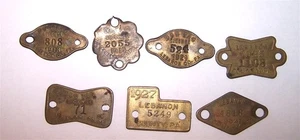 7 Brass Dog License  LEBANON COUNTY PA  1918, 19, 21, 24, 25, 27, 41 - Picture 1 of 1
