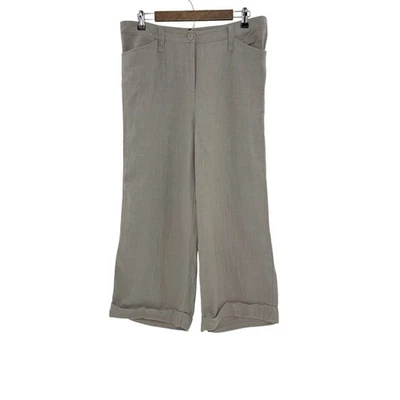 Eileen Fisher 灰褐色 灰色 亚麻 羊毛 宽腿 短裤 L,Lagenlook 见图片 — 第 1/4 张图片