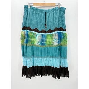 Studio 1940 Damen 18/20 W blau grün Indie Midi Rock Patchwork Boho Hippie künstlerisch - Bild 1 von 6