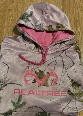 RealTree Xtra Colors Pink Camo Fleece Drawstring Hoodie Women’s Sz 2XL * READ * - Image 1 of 4