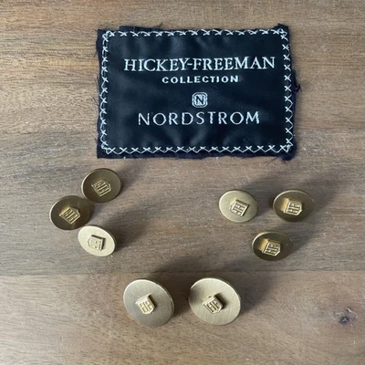 Hickey Freeman Collection Blazer Replacement 8 Buttons Brass Initials Logo Etch - Image 1 of 4