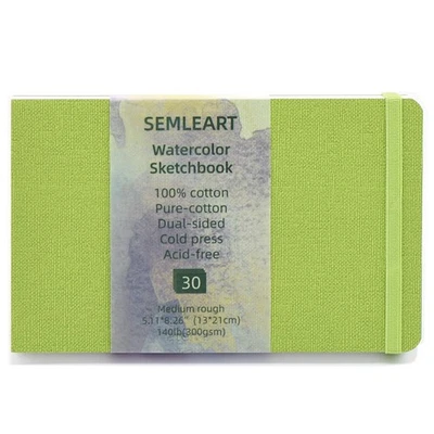 Small Watercolor Sketchbook for TravelCold Press Paper 140 lb 300 GSM 5.1"x8.... - Image 1 of 4