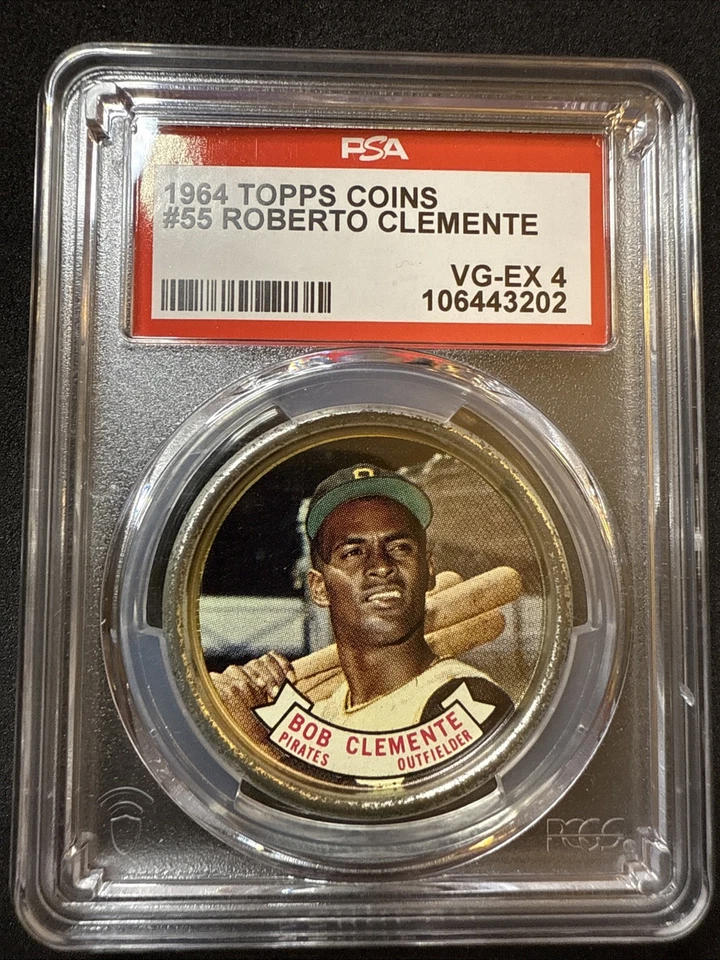Коллекционная винтажная бейсбольная монета 1964 Topps Coin Roberto (Bob) Clemente No55 - Изображение 1 из 2