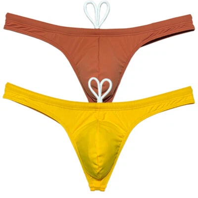Tanga de natación para hombre Traje de baño Cordón 2 PIEZAS Calzoncillos de cuerda Bolsa masculina Slip Bikini Foto 1 de 4