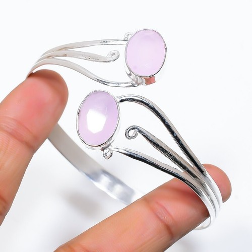 VALENTINO Bracciale regolabile gioiello argento sterling 925 pietra preziosa quarzo rosa