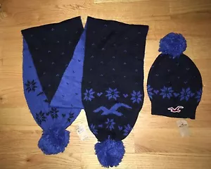 NWT $69.00 Hollister Set Winter Hat And Scarf Warm Crochet Beanie Acrylic Nylon - Picture 1 of 4