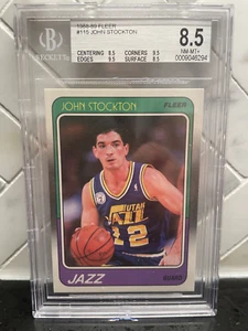 1988 Fleer John Stockton Rookie Card RC #119 BGS 8.5 Near Mint Beckett - Picture 1 of 2