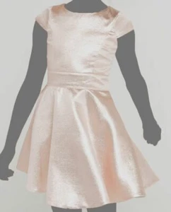 $258 Zoe Ltd Kids Girl's Pink Cap Sleeve Metallic Fit & Flare Dress Size 14 - Picture 1 of 2