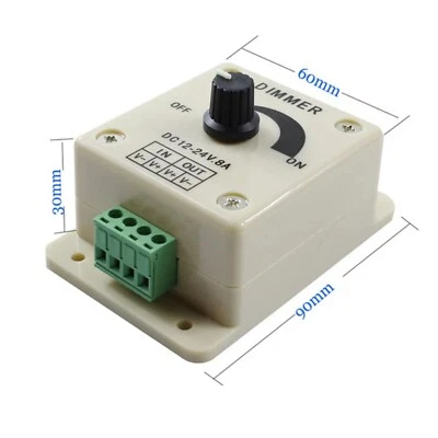 2 Pz. LED DIMMER manuale 5 12 24V 8A regolatore STRISCIA LED potenziometro - Immagine 1 di 4