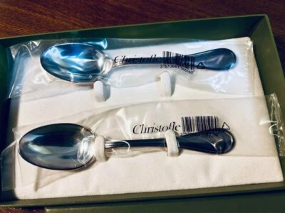 Juego de 2 cucharaditas grandes de plata Christofle cubiertos auténticos Francia Foto 1 de 4