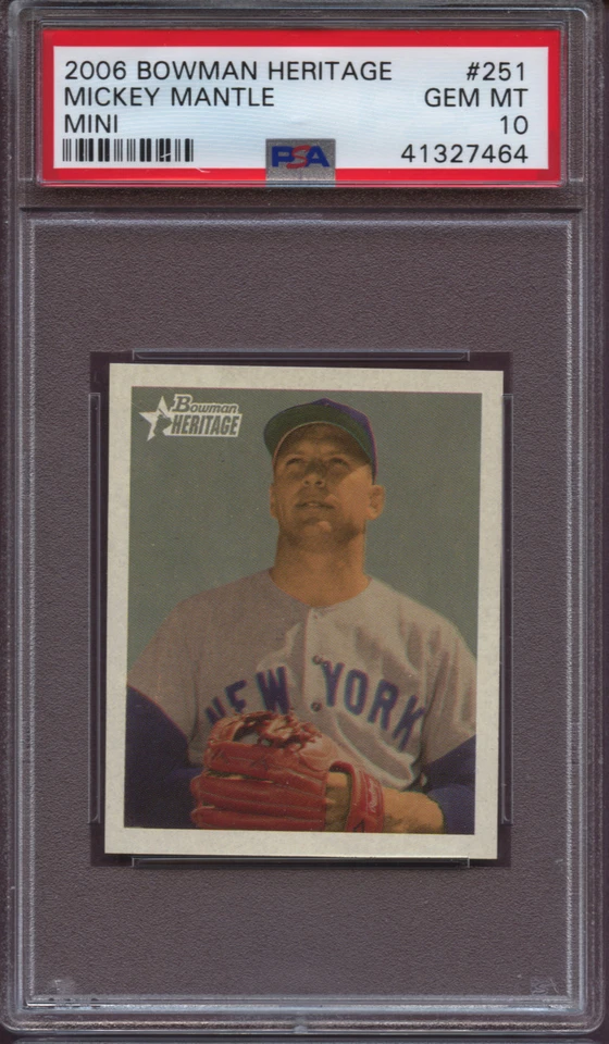 2006 Bowman Heritage 251 Mickey Mantle Mini PSA 10 Gem Mint Pop 5 - Image 1 of 1