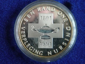 1991 South Africa Silver 1 Rand Nursing 100th Anniversary-Proof with Box - Picture 1 of 4
