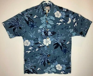 Vintage 90s Bluewater Wear Herren Gr. M blau Blumen Eingeborene Hawaiihemd Made in USA - Bild 1 von 5