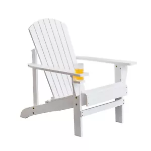 Adirondack Outdoor Chairs Wooden Beach Chair Cup Holder Patio Furniture Garden - Picture 1 of 3