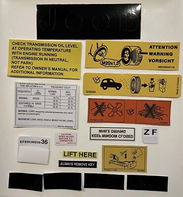 Grand Wagoneer 完整 16 件贴花复制品套装 1987 - 1991 年适用于吉普车 — 第 1/4 张图片