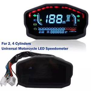 Universal Motorcycle Digital Dash Digital Panel LED LCD Speedometer Odometer Kit - Picture 1 of 10