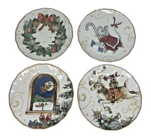 Williams Sonoma Twas The Night Before Christmas Assorted Salad Plates 4 NEW - Picture 1 of 7