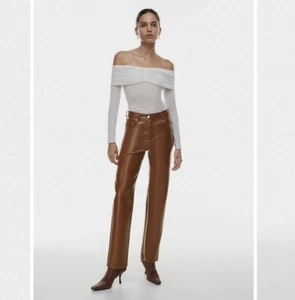 Aritzia Wilfred Melina Kunstlederhose Cognac Größe 0 - Bild 1 von 8