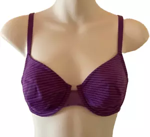 Nuevo con etiquetas sujetador de copa completa para mujer La Perla Studio 32D a rayas púrpura $164 - Imagen 1 de 6