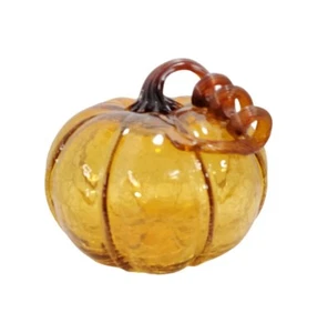Statuina zucca in vetro soffiato artistico Halloween autunno Ringraziamento decorazione 6" - Foto 1 di 7
