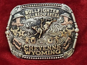 FIBBIA RODEO CHAMPION TROPHY☆PRO BULLFIGHTER☆CHEYENNE WYOMING☆1981☆RA☆537 - Foto 1 di 12