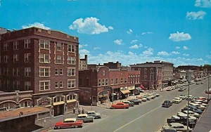 Past Times Downtown Vtg Cars Street Scene Columbia,MO Vtg 1968 Chrome Postcard - Picture 1 of 2