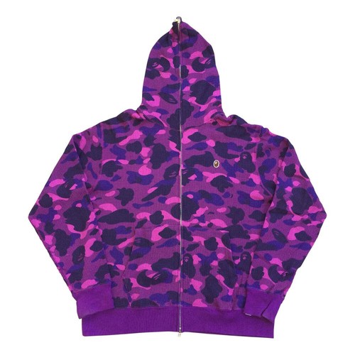 A BATHING APE (BAPE) Felpa con cappuccio e zip intera termica mimetica viola OG Bape