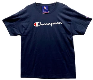 Champion Athletic Mens L Navy Blue Short Sleeve Graphic Logo Cotton TShirt - Picture 1 of 12