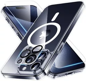 Custodia magnetica trasparente per iPhone 15 Pro Max, custodia telefono iPhone 15 Pro Max trasparente - Foto 1 di 7