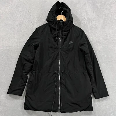 Nike Sportswear Jacket Women's Small Down Fill Hooded Parka Black 805080 010 - Image 1 of 4