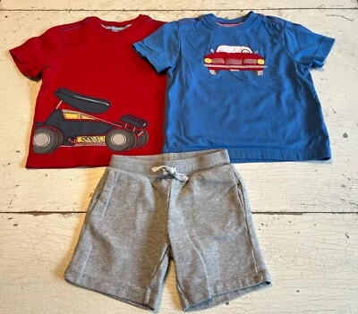 Boy's HANNA ANDERSSON/H&M Size 100 (4) Car Theme Shirt + Gray Shorts Lot - Image 1 of 2