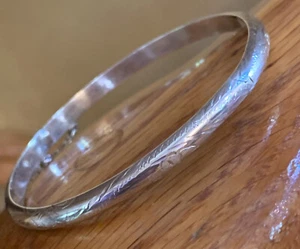 "Brazalete brazalete vintage de plata de ley 925 grabado con flores de pergamino 7"" 5 mm D9" - Imagen 1 de 6