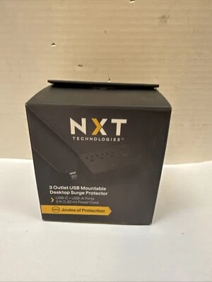 NXT Technologies 3-Outlet Plus USB Desktop Surge Protector 5' Cord 900 Joules - Image 1 of 3