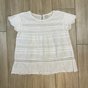Sundance weiße Baumwolle Spitzenbesatz Bluse Damen klein Boho Bauern Top - Bild 1 von 7