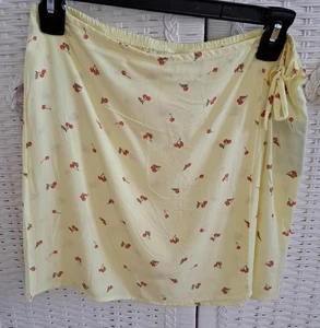 Girl's Yellow Cherry Print Wrap Skirt Rayon XL 14/16 NWT Art Class - Picture 1 of 6