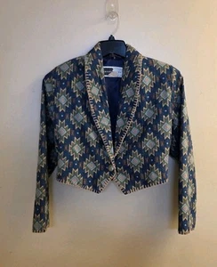 Vintage Rhonda Stark Cropped Bolero Jacket Southwestern Small 90's - Picture 1 of 11