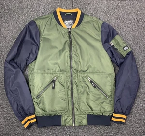 Superdry Men's Flight Bomber Jacket Medium Green Blue Full Zip - Picture 1 of 10