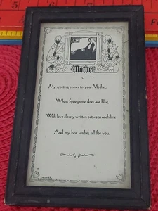 1930 Poema Madre Enmarcado Negro EE. UU. 4.5" X 2.75" Miniatura Arte Madre Silbador - Imagen 1 de 6