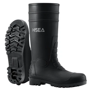 HISEA Men Knee High Rain Boots Waterproof Outdoor Work Rubber Boots Black-US 12 - Picture 1 of 8