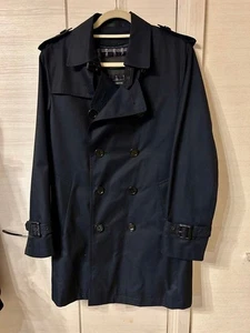 BURBERRY BLACK LABEL Navy Double-Breasted Trench Coat Size M From Japan - Picture 1 of 24