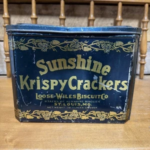 Sunshine St.Louis, MO Krispy Crackers Tin Empty Hinged Lid Vintage - Picture 1 of 7